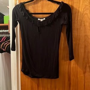 Black express ¾ sleeve ribbed top